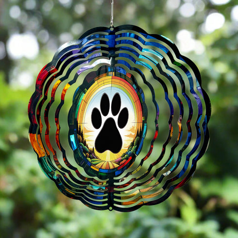 A Paw Print Rainbow Wind Spinner